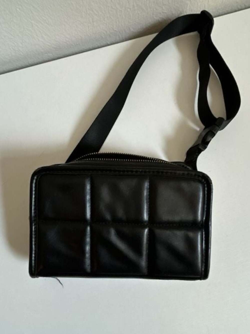 Amanda Uprichard Black Quilted Faux Leather Belt Bag - Picture 1 of 9